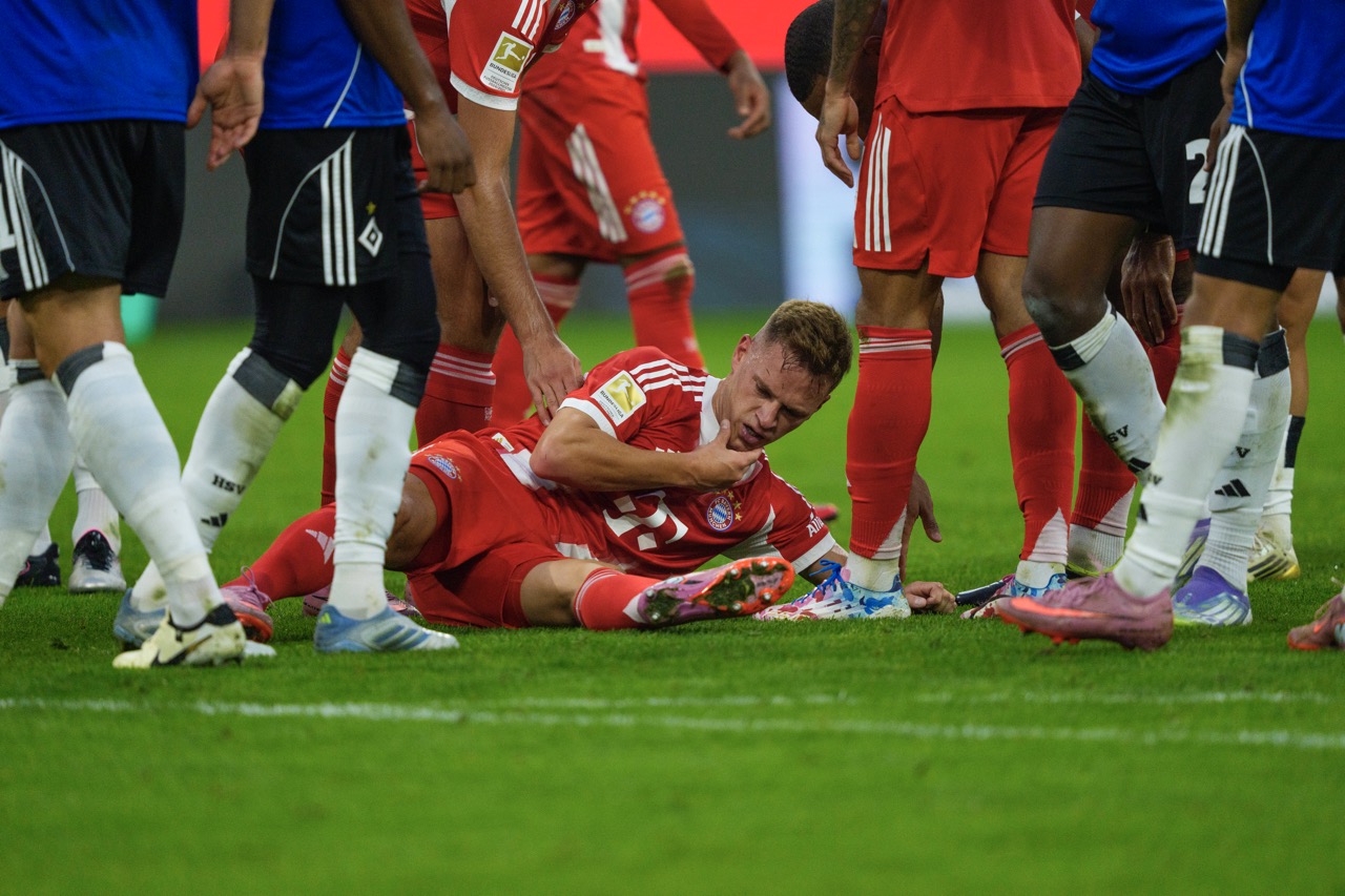 Kimmich com dores ap&oacute;s choque de cabe&ccedil;a 