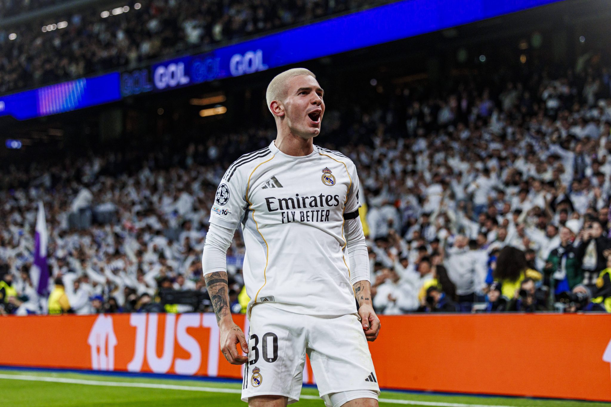 Mastantuono celebra gol do Real Madrid