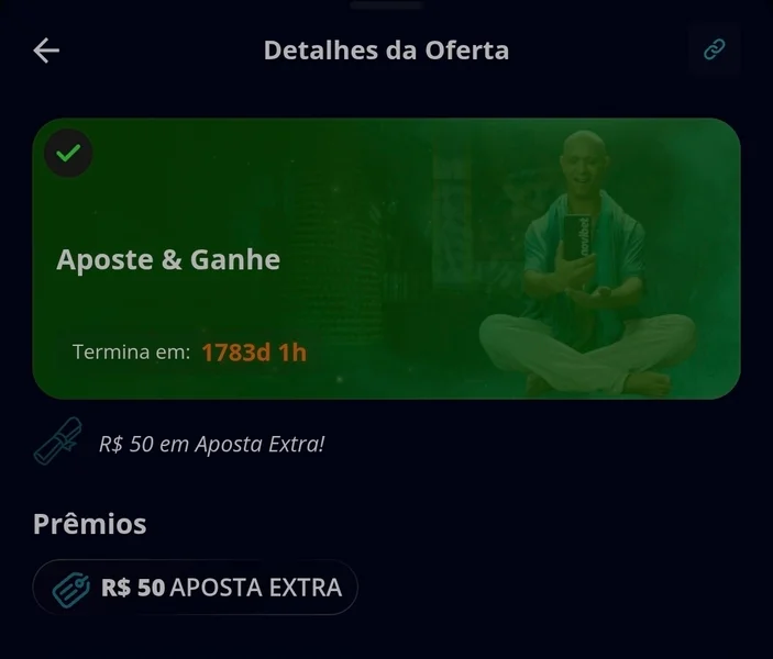 Captura de tela da confirma&ccedil;&atilde;o de participa&ccedil;&atilde;o da oferta &ldquo;Aposte & Ganhe&rdquo; da Novibet