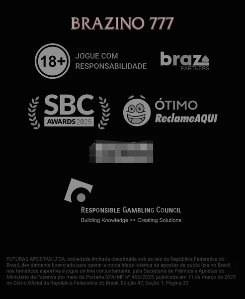 Captura de tela do rodap&eacute; da p&aacute;gina inicial da Brazino777