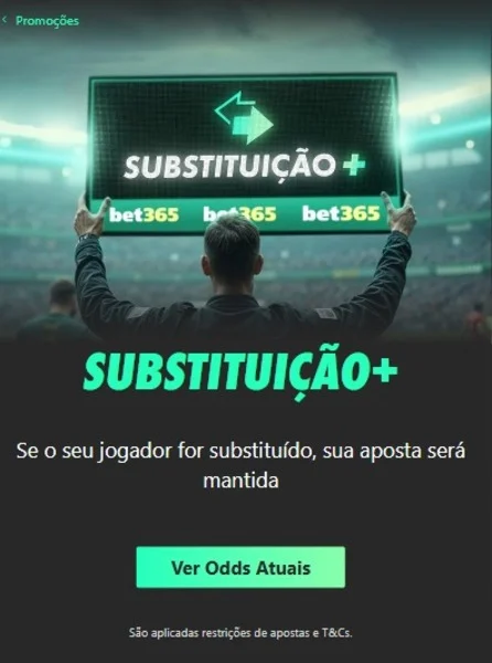 Captura de tela do recurso &ldquo;Substitui&ccedil;&atilde;o+&rdquo;, da Bet365