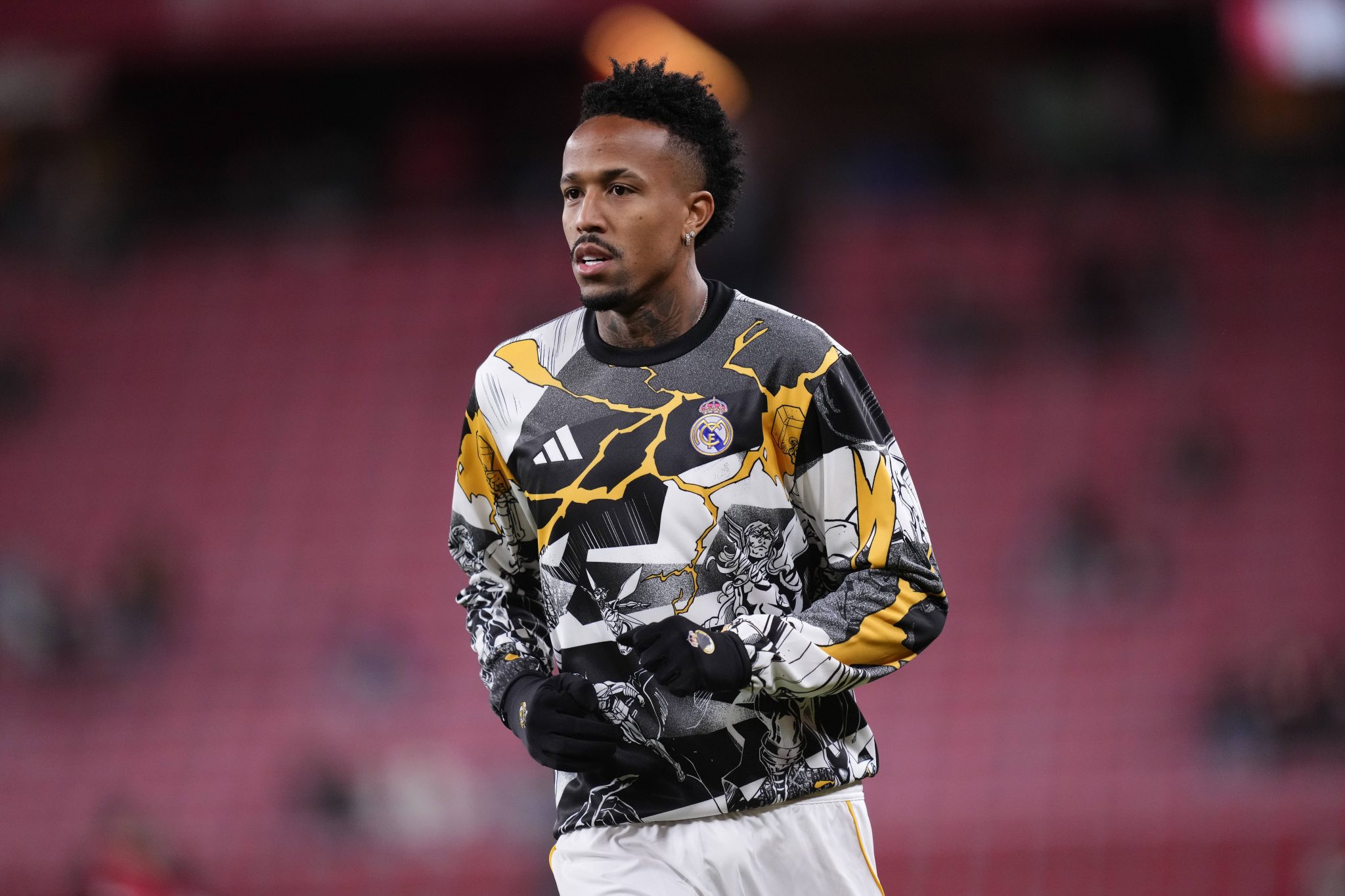 Eder Milit&atilde;o em aquecimento antes de jogo do Real Madrid