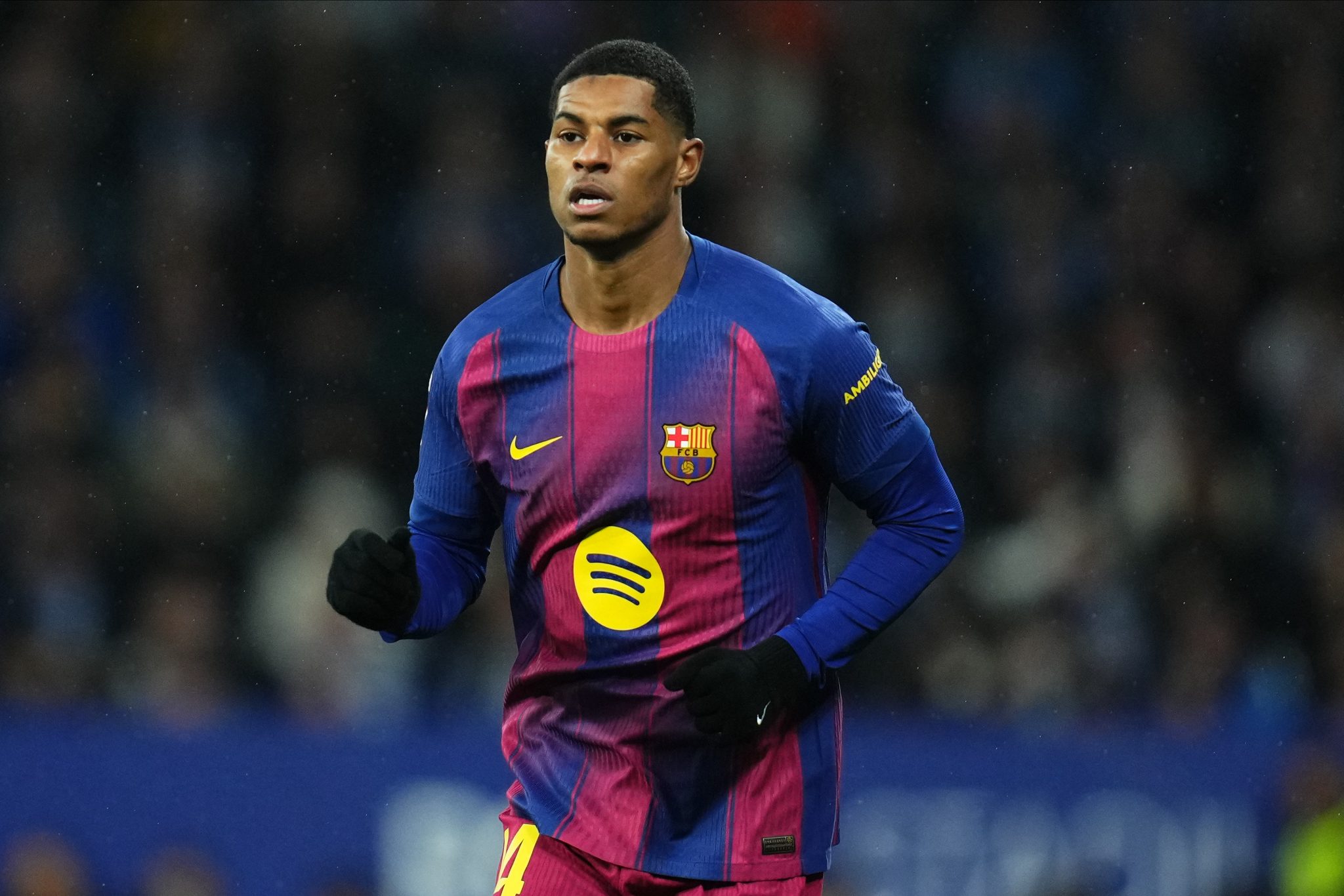 Marcus Rashford em atua&ccedil;&atilde;o pelo Barcelona (Foto:  IBagu Blanco / PRESSIN/Iconsport)