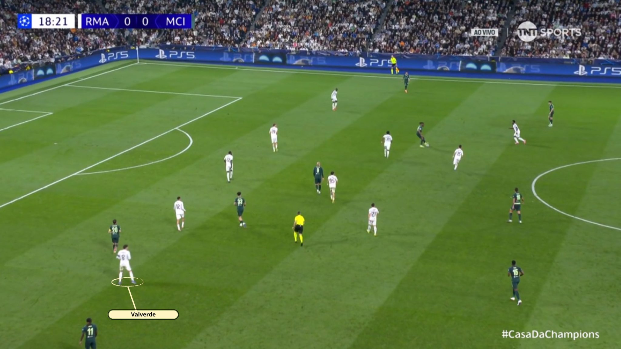 Estrutura defensiva do Real Madrid contra o Manchester City com Valverde como ala